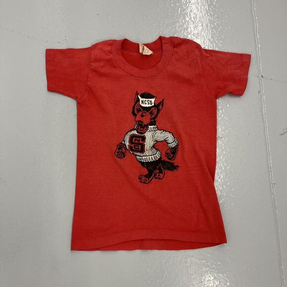 Vintage 80s NC State University Red Graphic Baby Tee - Picture 1 of 3